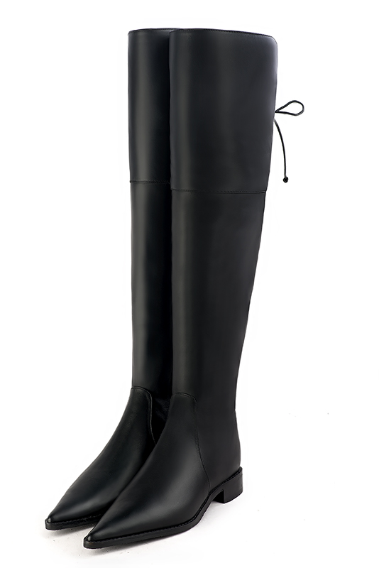 Satin black dress thigh-high boots for women - Florence KOOIJMAN